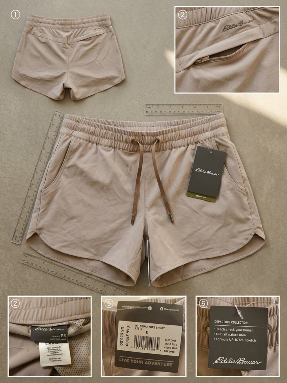 Eddie Bauer NWT Departure Shorts Light Grey Athletic Shorts